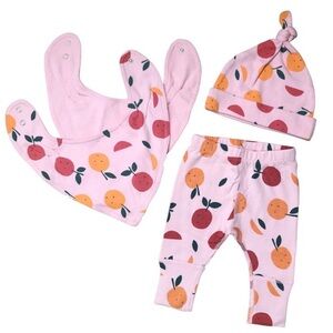 NWT Hanna Andersson Citrus Wiggle Pants, Bibs, & Top Knot Beanie